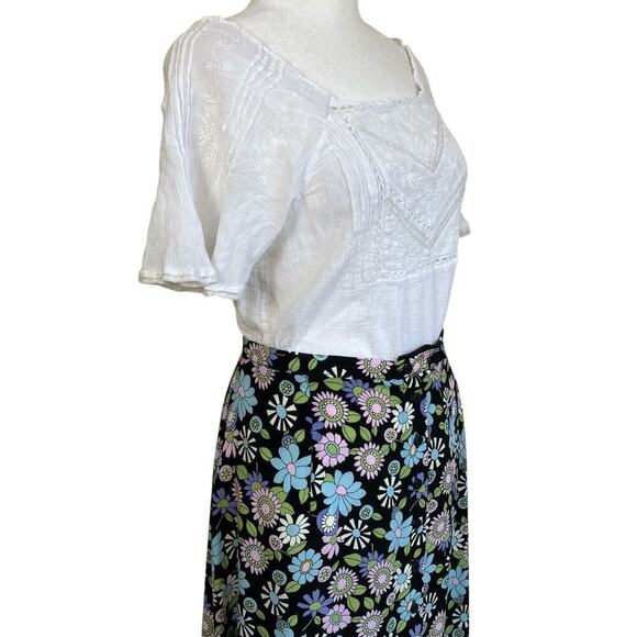 Tall Girl Canada Vintage A-line Maxi Skirt Button Front Retro 70s Floral Print M - Picture 6 of 16